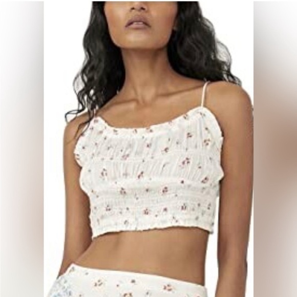 Free People Kaia Floral Smocked Tie Front Camisole - Picture 2 of 10
